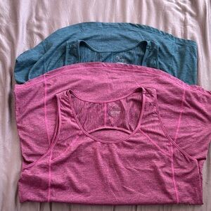 Women's Pink and Teal Tank Tops